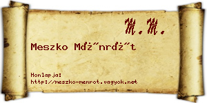 Meszko Ménrót névjegykártya